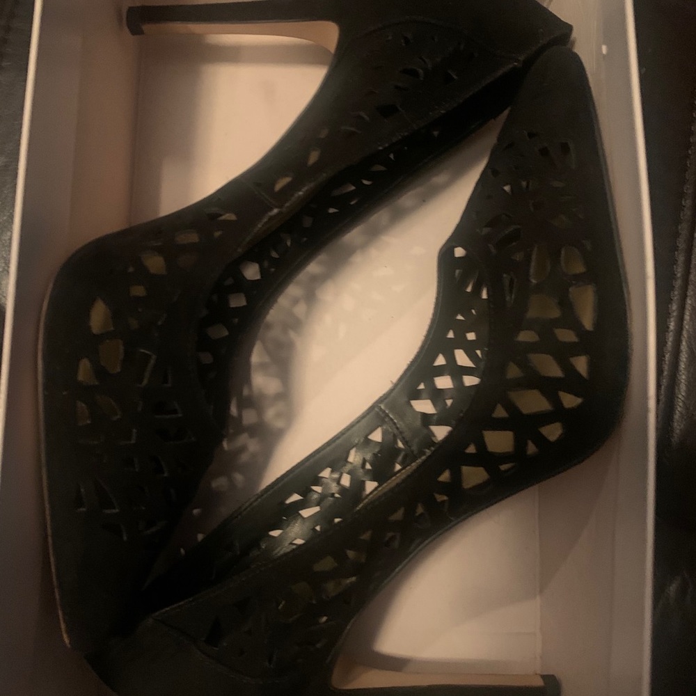 BCBG Black Suede 4 inch heels.